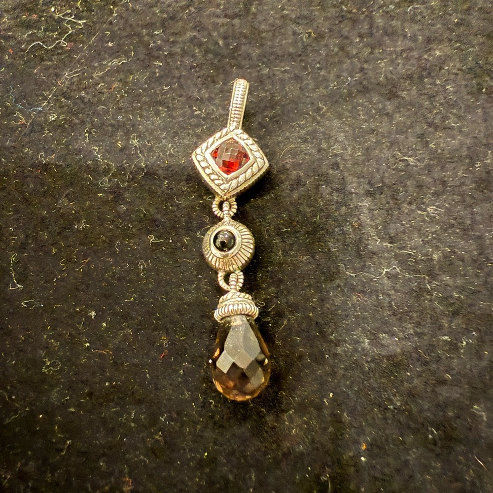 Judith Ripka Sterling silver enhancer with garnet onyx and smoky topaz